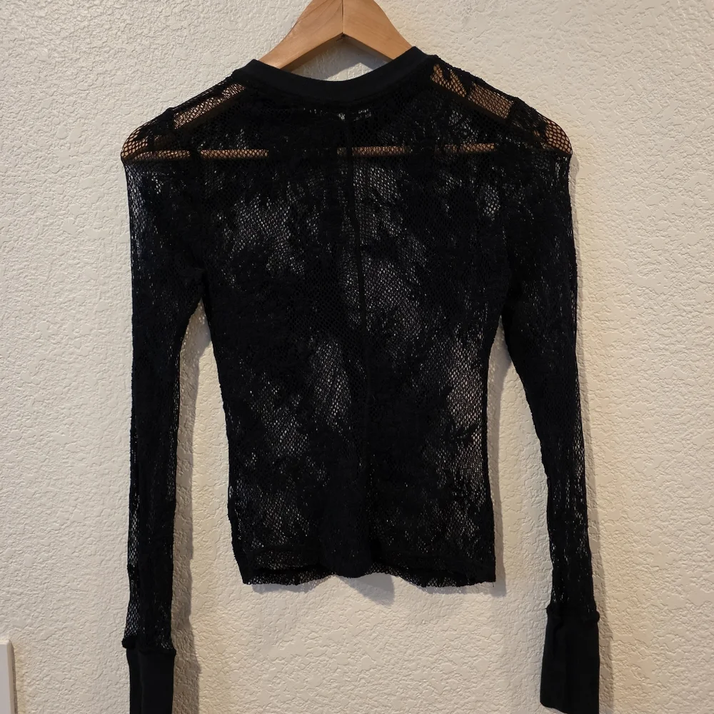 Intimately Free People Cool with It Lace Mesh Top XS Black
